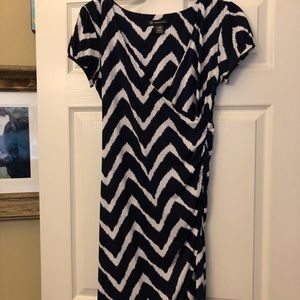 Blue and white Chevron print dress